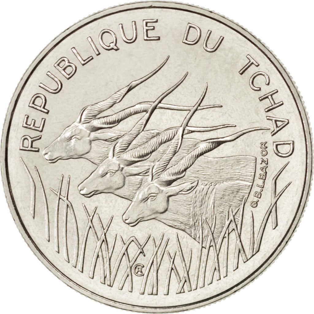 CHAD, 100 Francs, 1971, Paris, KM #E3, MS(63), Nickel, 7.05