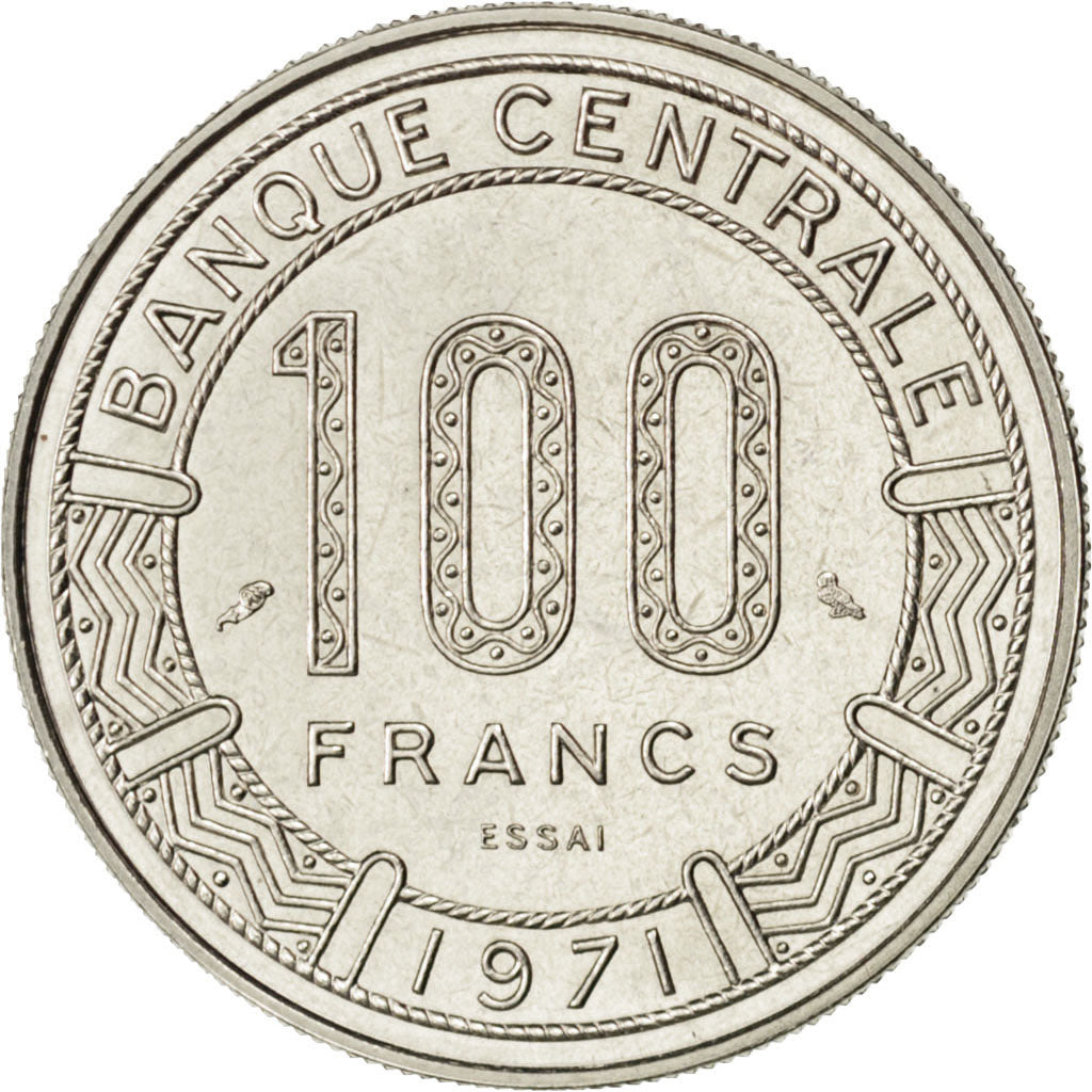 CHAD, 100 Francs, 1971, Paris, KM #E3, MS(63), Nickel, 7.05