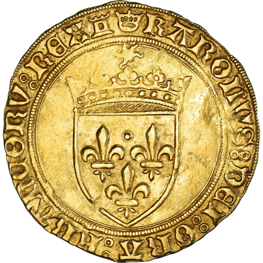 Monnaie, France, Charles VIII, Écu d'or au soleil, Tours, TTB, Or, Duplessy:575