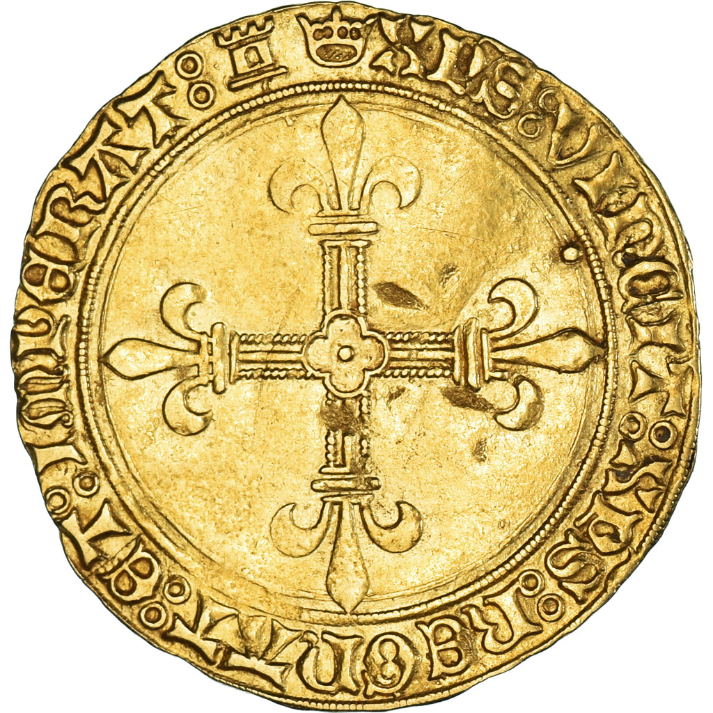 Monnaie, France, Charles VIII, Écu d'or au soleil, Tours, TTB, Or, Duplessy:575