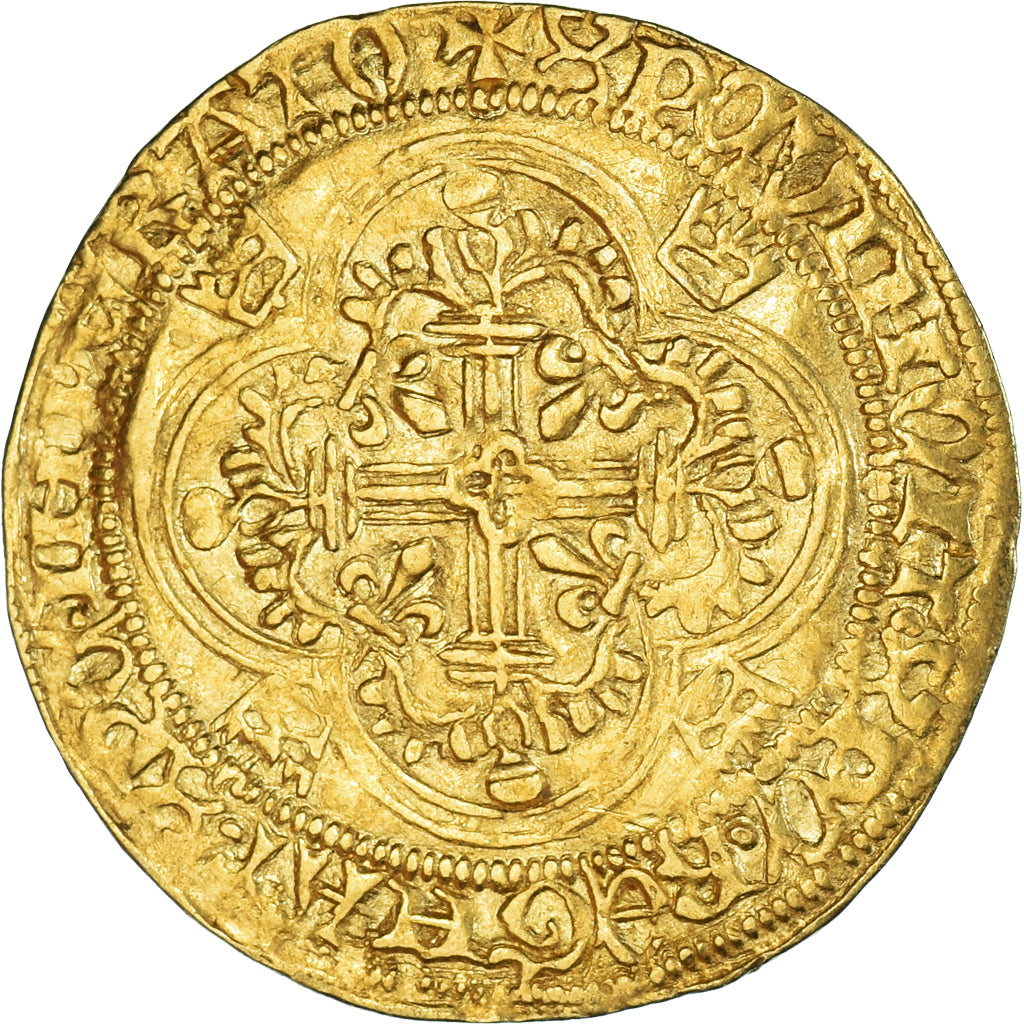 Moneta, Francia, Charles VII, Royal d'or, Orléans, BB+, Oro, Duplessy:455