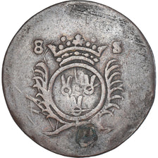 Moneda, Francia, 8 Sols, 1709, Tournai, siège de la ville, BC+, Cobre