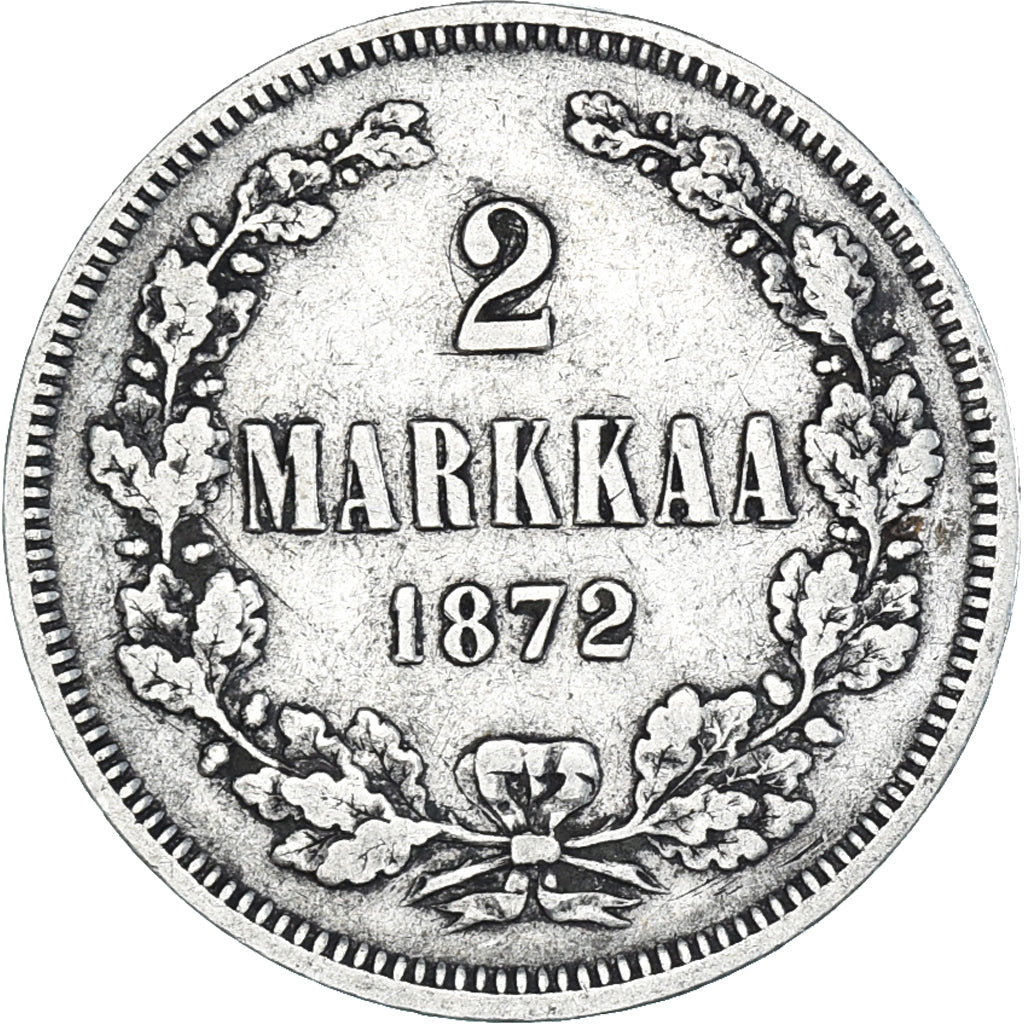 Coin, Finland, Alexander II, 2 Markkaa, 1872, Helsinki, EF(40-45), Silver