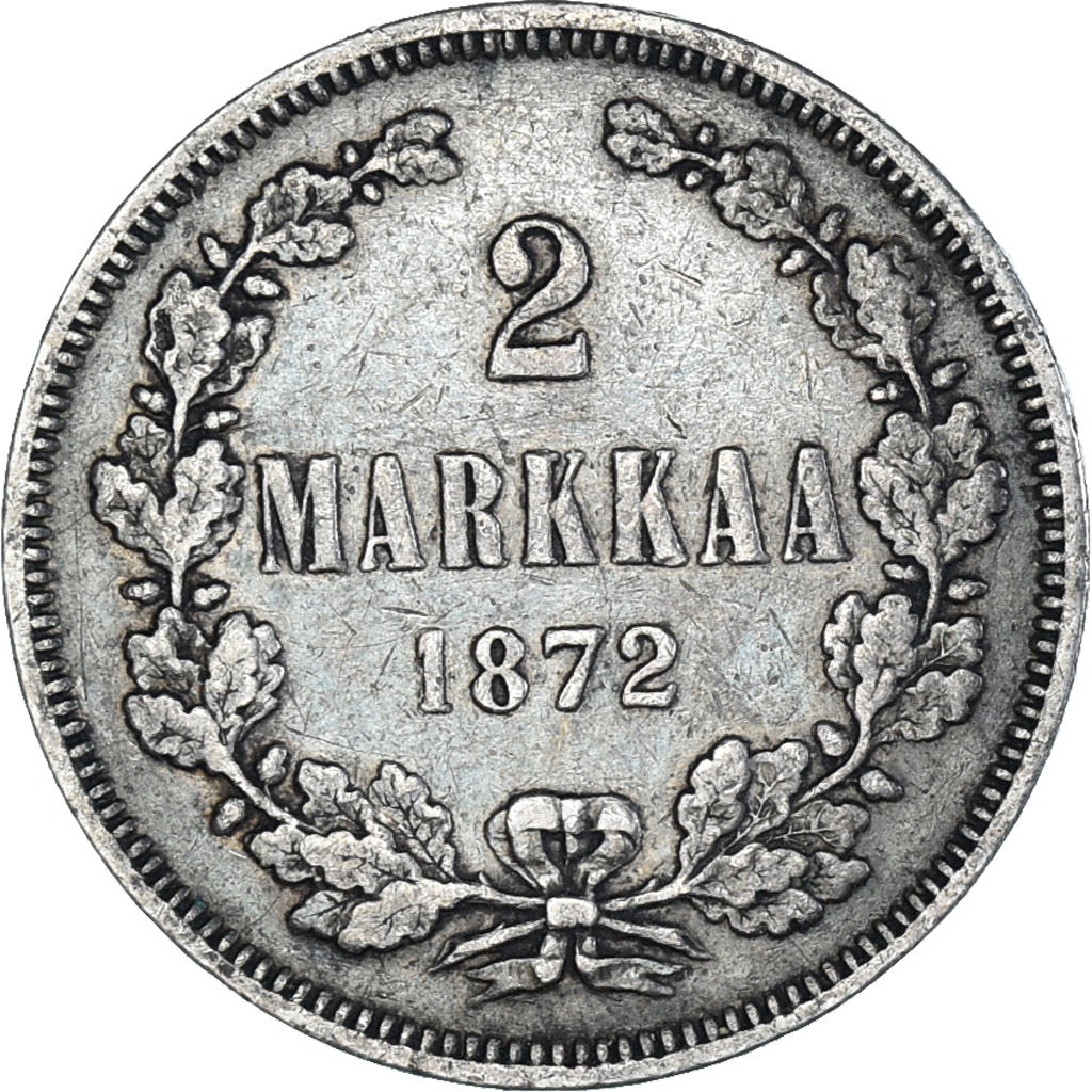 Coin, Finland, Alexander II, 2 Markkaa, 1872, Helsinki, EF(40-45), Silver