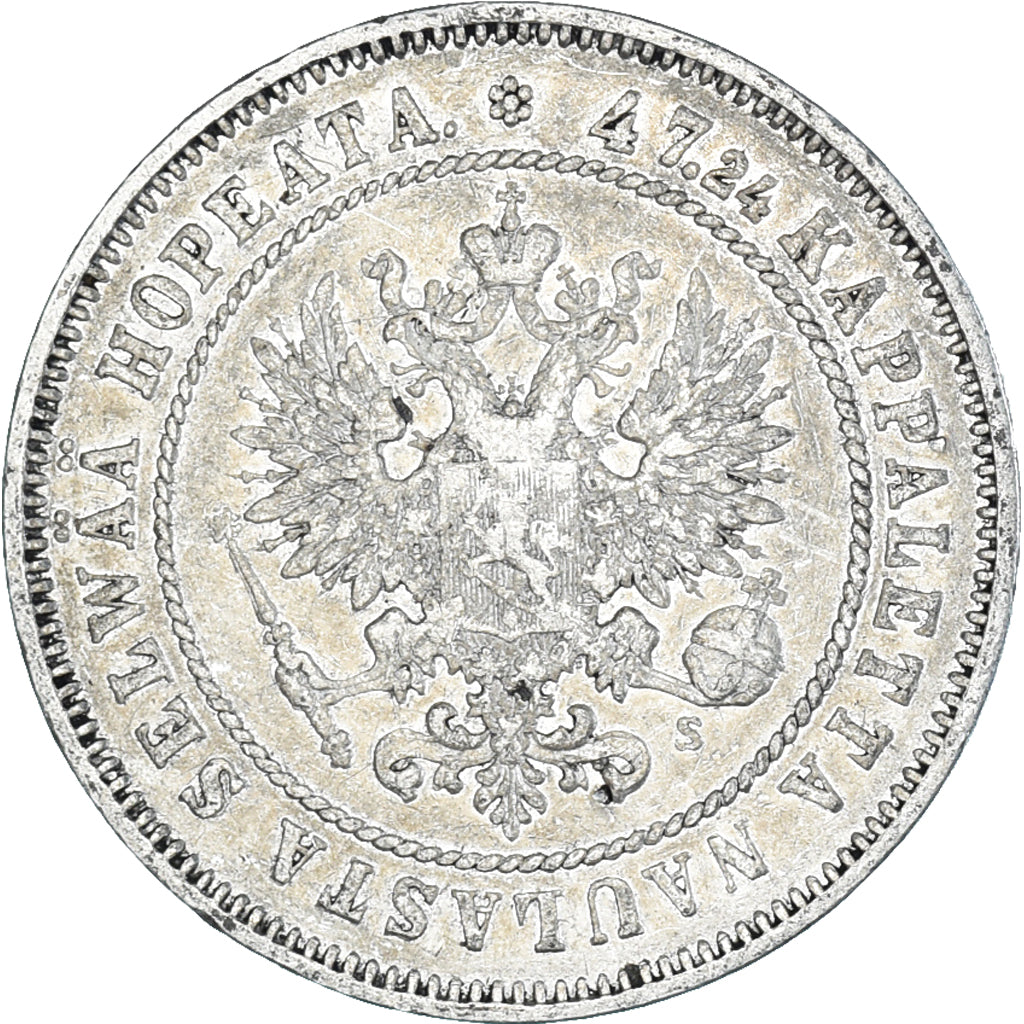 Coin, Finland, Alexander II, 2 Markkaa, 1874, Helsinki, VF(30-35), Silver