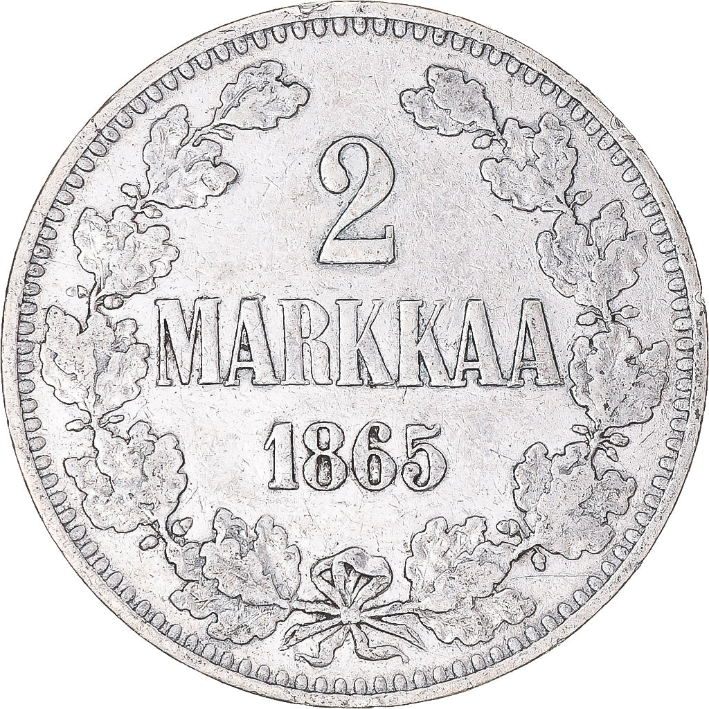 Coin, Finland, Alexander II, 2 Markkaa, 1865, Helsinki, EF(40-45), Silver