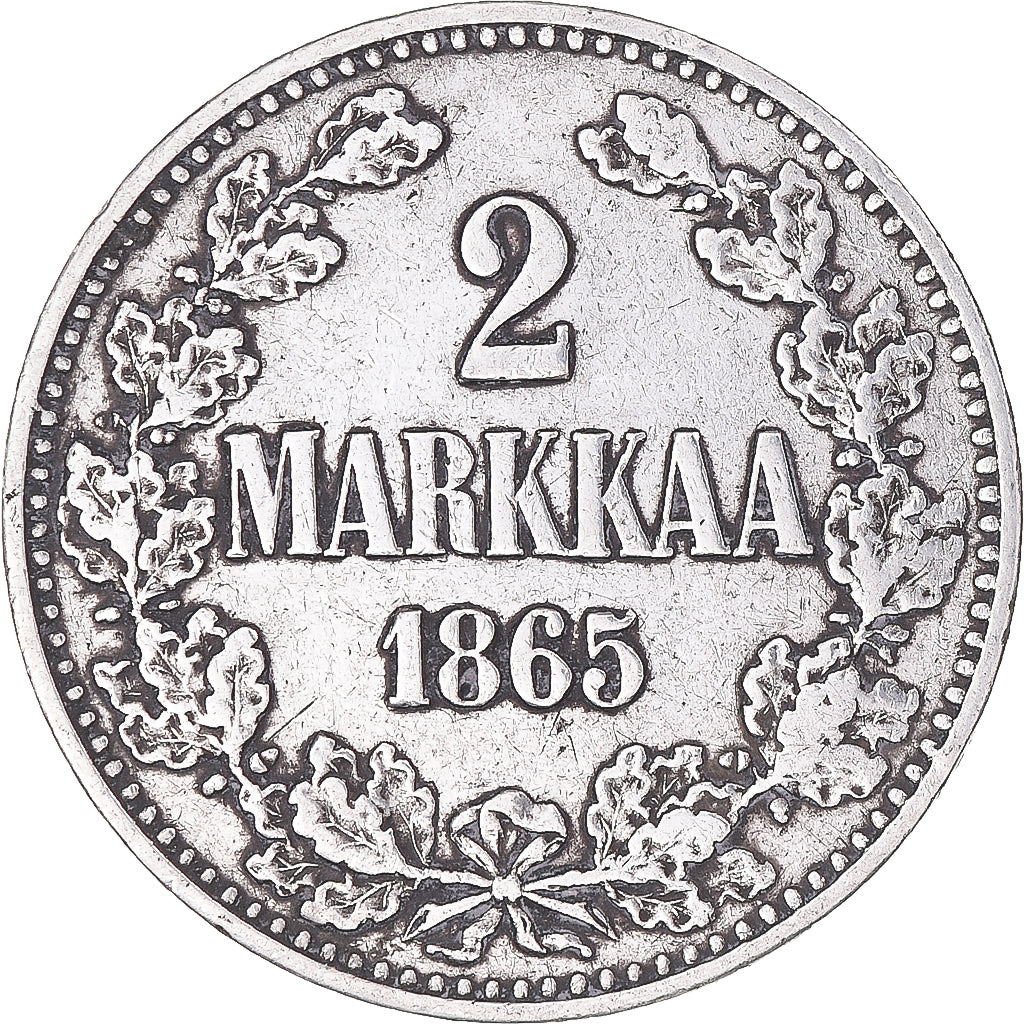 Coin, Finland, Alexander II, 2 Markkaa, 1865, Helsinki, EF(40-45), Silver