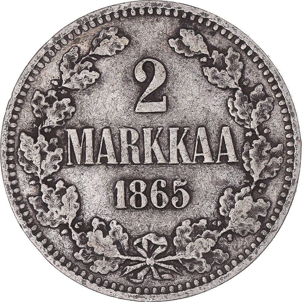 Coin, Finland, Alexander II, 2 Markkaa, 1865, Helsinki, EF(40-45), Silver