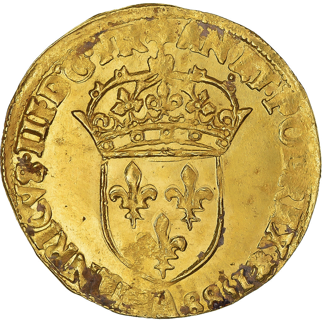 Coin, France, Henri III, Écu d'or au soleil, 1588, Paris, 3rd type, VF(30-35)