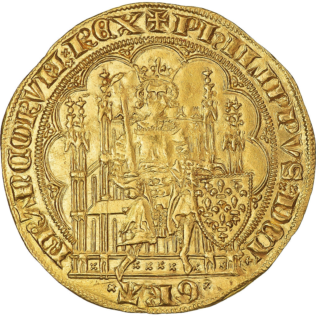 Moeda, França, Philippe VI, Ecu d'or à la chaise, EF(40-45), Dourado