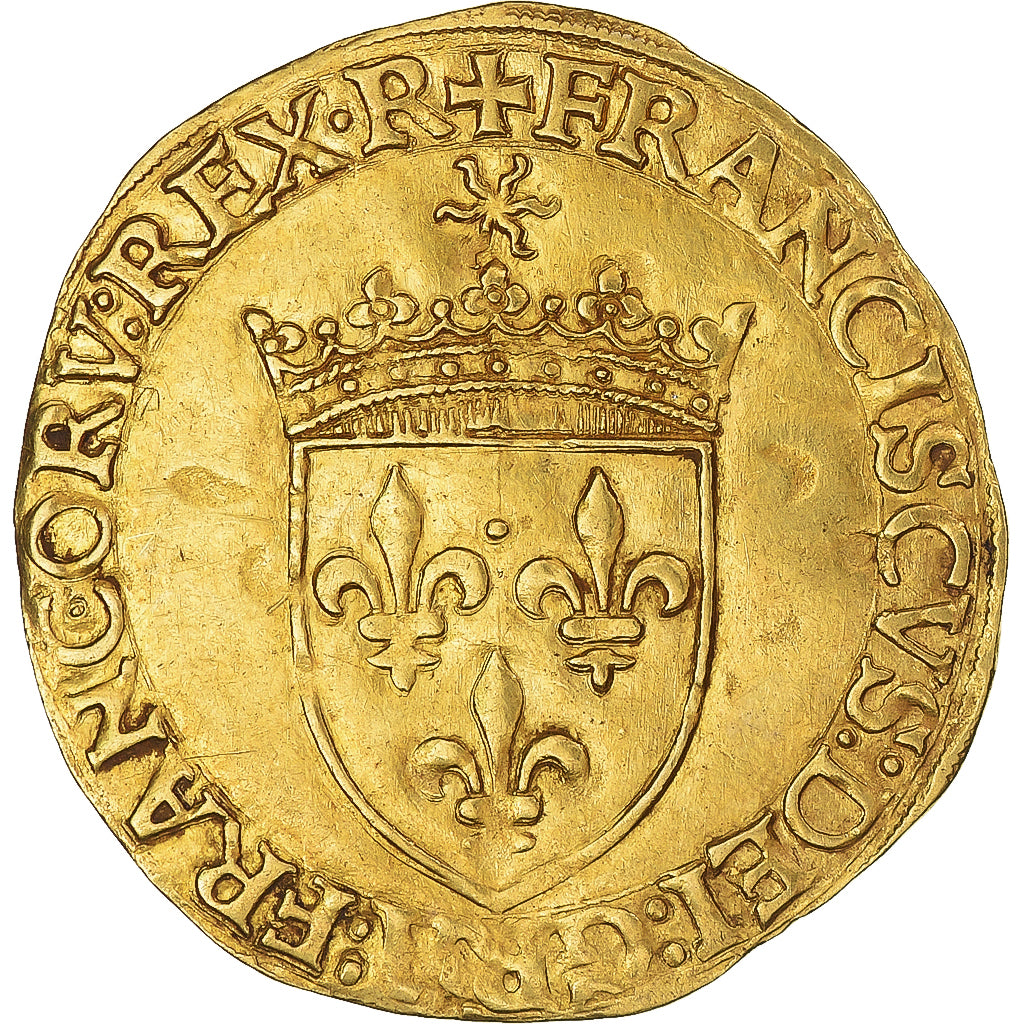 Monnaie, France, François Ier, Écu d'or au soleil, Poitiers, TTB+, Or