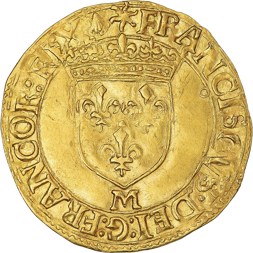 Moneda, Francia, François Ier, Ecu d'or à la croisette, Toulouse, MBC+, Oro