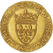 Moeda, França, Charles VI, Écu d'or à la couronne, 1º emissão, AU(55-58)