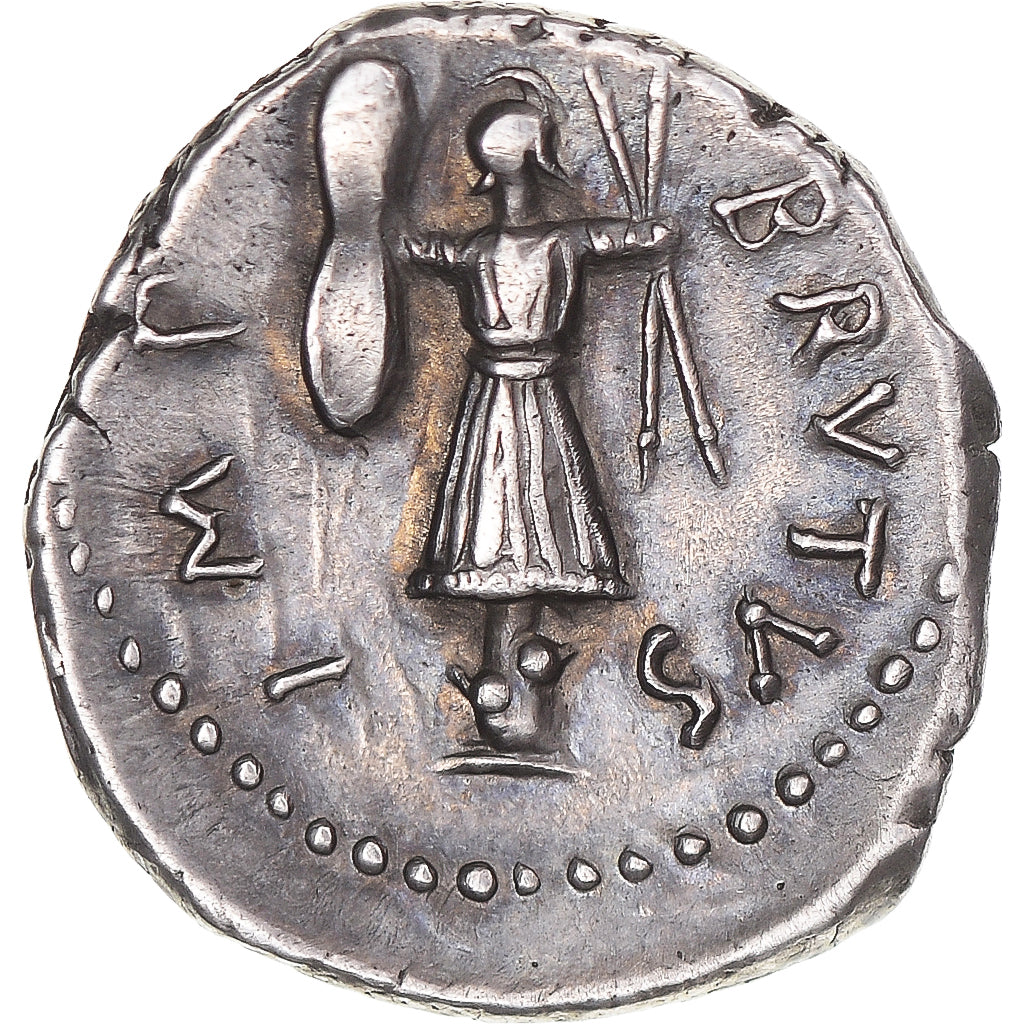 Coin, Brutus, Denarius, 43-42 BC, Traveling Mint, AU(55-58), Silver