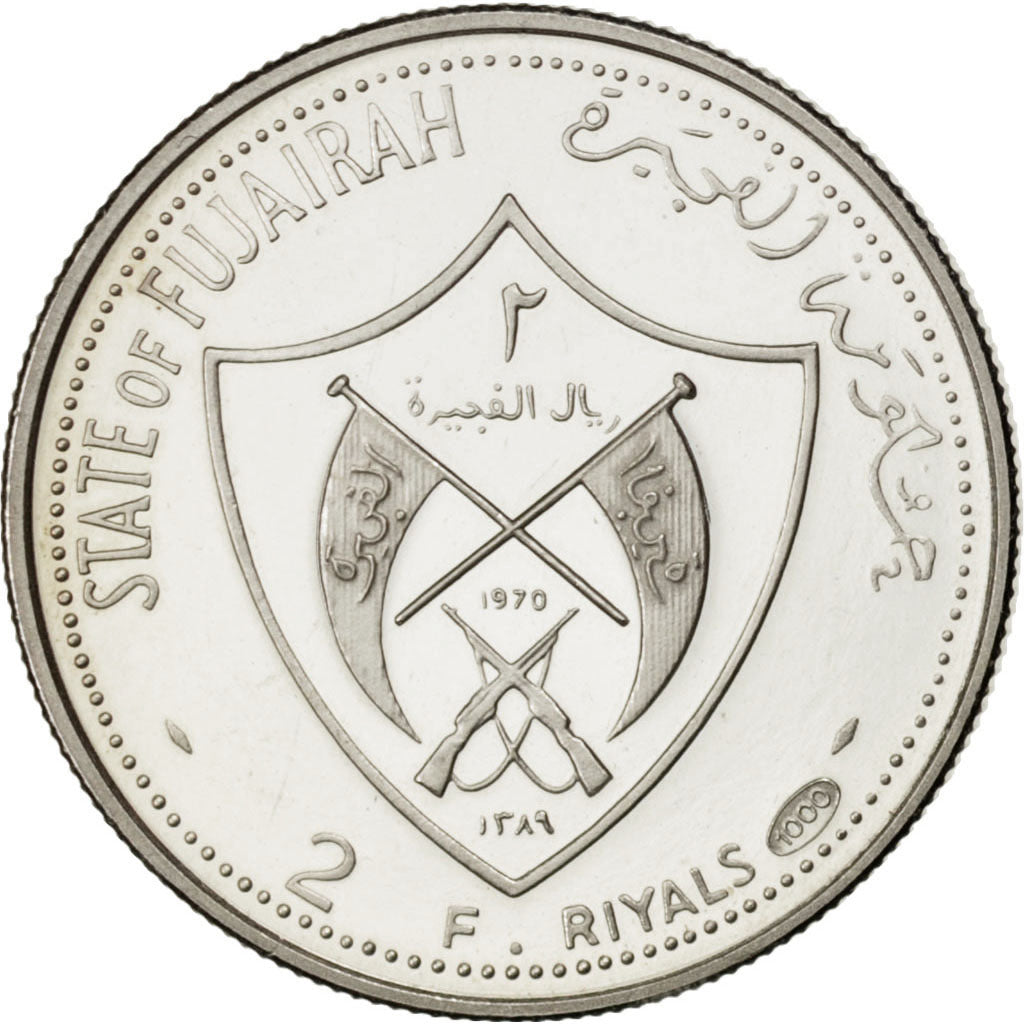 FUJAIRAH, 2 Riyals, 1970, KM #2, MS(65-70), Silver, 6.02