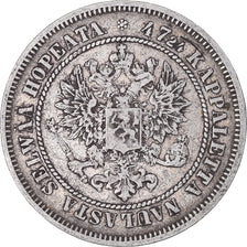 Coin, Finland, Alexander II, 2 Markkaa, 1872, Helsinki, EF(40-45), Silver