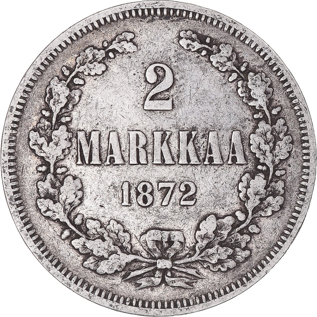 Coin, Finland, Alexander II, 2 Markkaa, 1872, Helsinki, EF(40-45), Silver