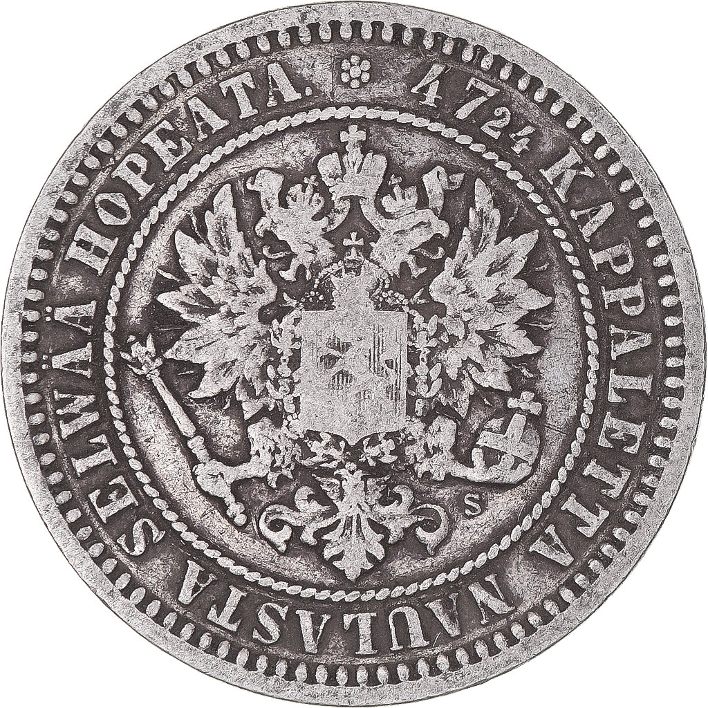 Coin, Finland, Alexander II, 2 Markkaa, 1870, Helsinki, VF(30-35), Silver