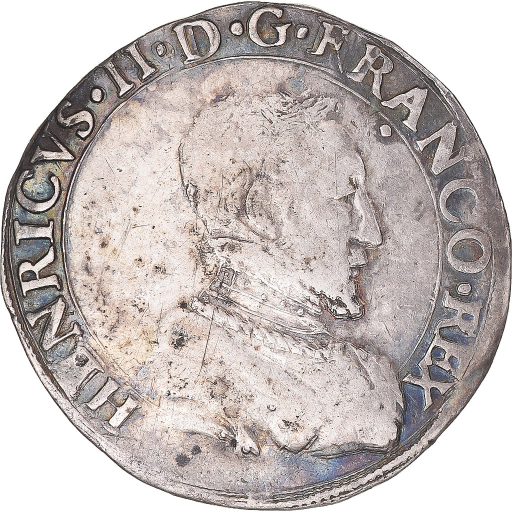 Coin, France, Henri II, Teston à la tête nue, 1557, Rouen, VF(30-35), Silver