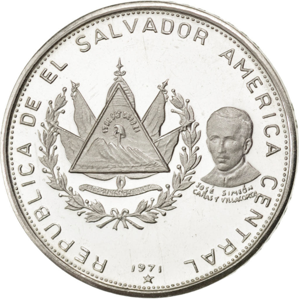 EL SALVADOR, Colon, 1971, Mexico City, KM #141, MS(65-70), Silver, 2.35