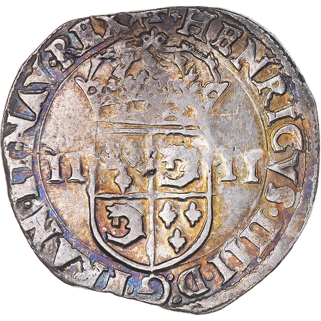 Moneda, Francia, Henri IV, 1/4 écu du Dauphiné, 1603, Grenoble, BC+, Plata