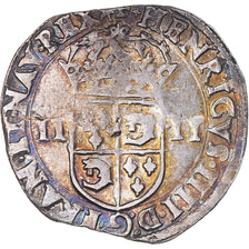 Moneda, Francia, Henri IV, 1/4 écu du Dauphiné, 1603, Grenoble, BC+, Plata