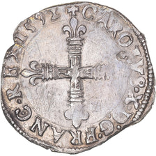 Moeda, França, Charles X, 1/8 Ecu, 1592, Nantes, VF(30-35), Prata, Gadoury:519
