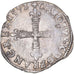 Moeda, França, Charles X, 1/8 Ecu, 1592, Nantes, VF(30-35), Prata, Gadoury:519
