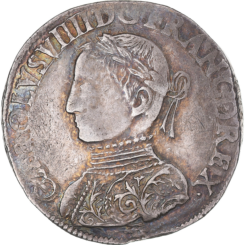 Monnaie, France, Charles IX, Teston, 1563, La Rochelle, 2nd type, TB+, Argent