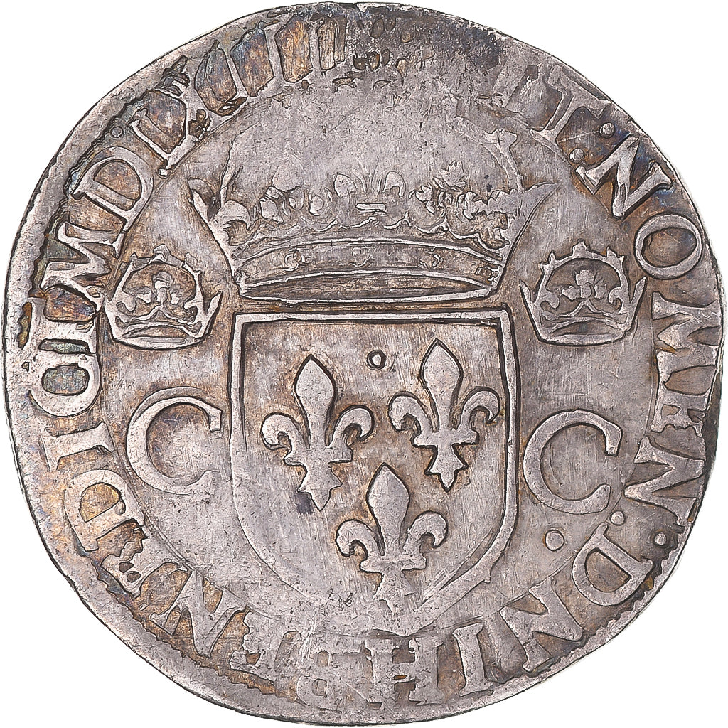 Monnaie, France, Charles IX, Teston, 1563, La Rochelle, 2nd type, TB+, Argent