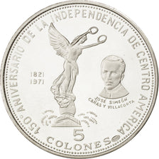 EL SALVADOR, 5 Colones, 1971, KM #142, MS(65-70), Silver, 11.47