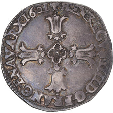 Monnaie, France, Henri IV, 1/4 Ecu, 1601, Bayonne, 3rd type, TTB, Argent