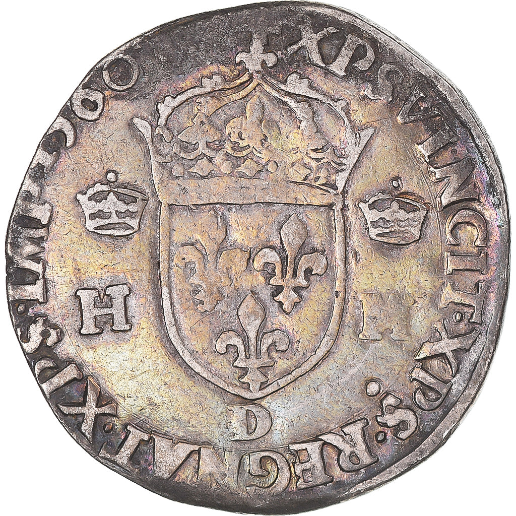 Coin, France, Henri II, Teston à la tête nue, 1560, Lyon, 1st Type, VF(30-35)
