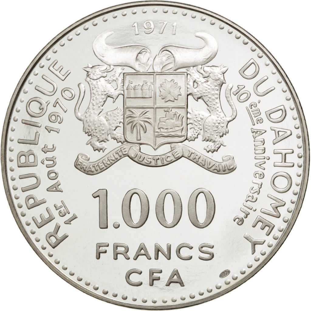 DAHOMEY, 1000 Francs, 1971, KM #4.1, MS(65-70), Silver, 55, 51.07