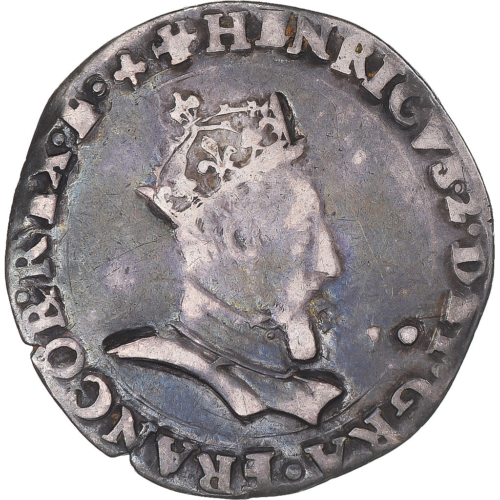 Moneta, Francja, Henri II, 1/2 teston à la tête couronnée, 1549, Lyon