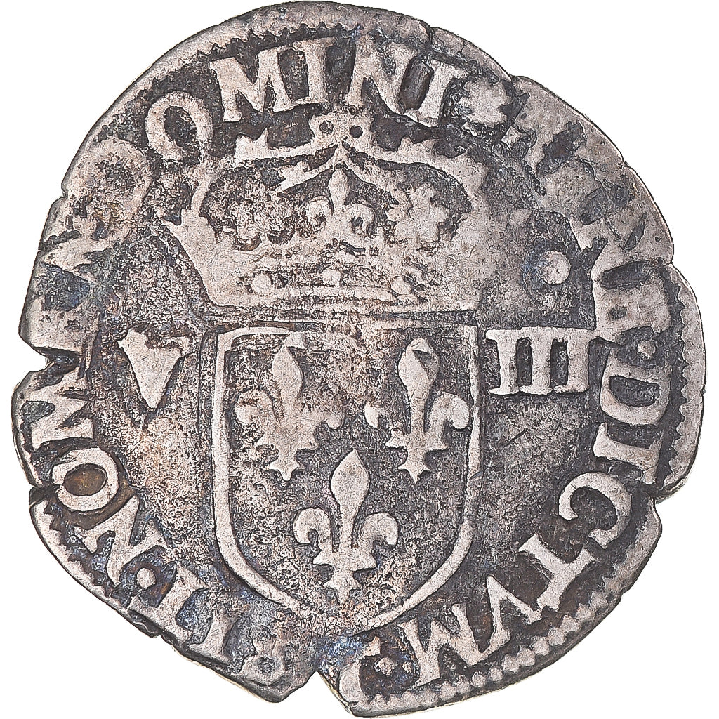 Coin, France, Henri III, 1/8e Ecu, 1587, Nantes, VF(30-35), Silver, Gadoury:485