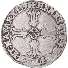 Coin, France, Henri IV, 1/4 Ecu, 1591, Bayonne, VF(30-35), Silver, Gadoury:597A