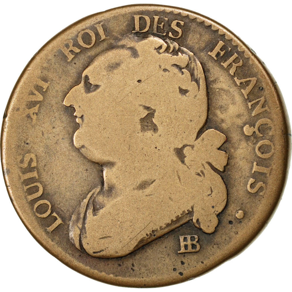 Constitution, 12 Deniers François, 1791 BB, Strasbourg, Gadoury 15