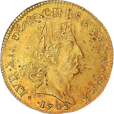 Monnaie, France, Louis XIV, louis d'or aux 8 L et aux insignes, 1702, Caen