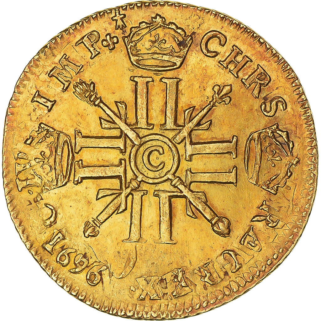 Monnaie, France, Louis XIV, louis d'or aux 8 L et aux insignes, 1702, Caen