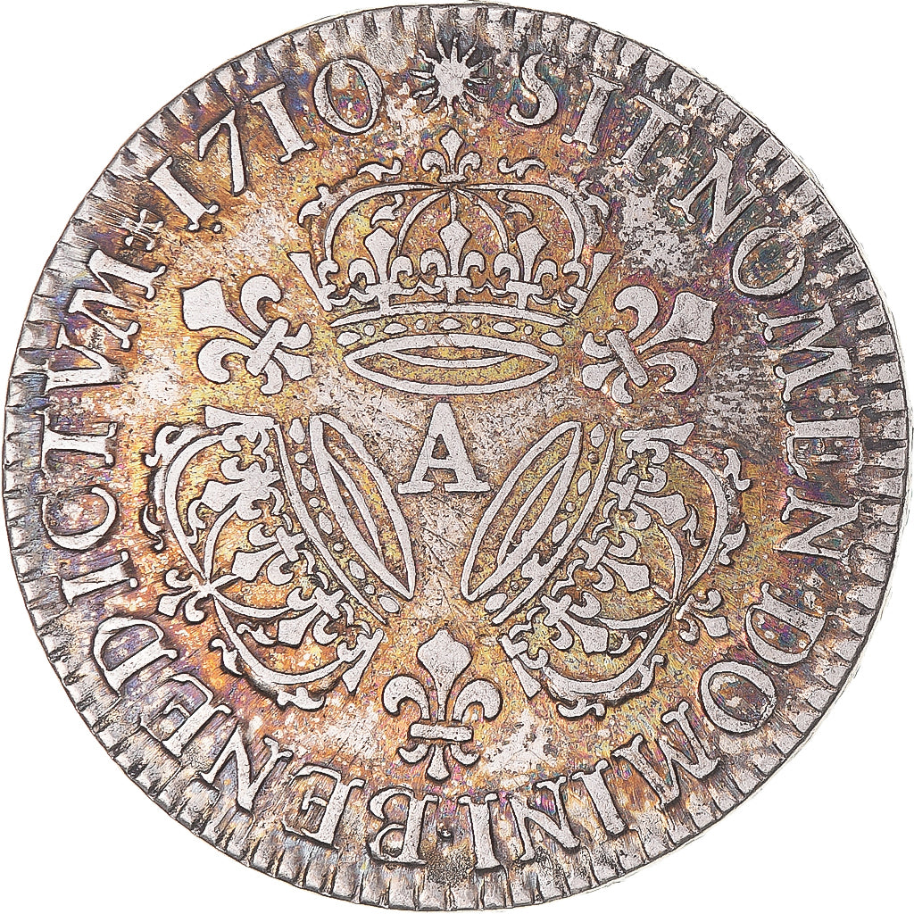 Coin, France, Louis XIV, 1/2 Ecu aux trois couronnes, 1710, Paris, VF(30-35)