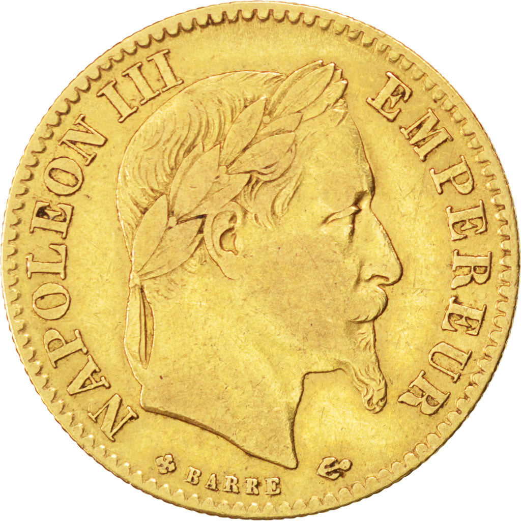 Francia, Napoleon III, Napoléon III, 10 Francs, 1866, Strasbourg, MB+, Oro,...