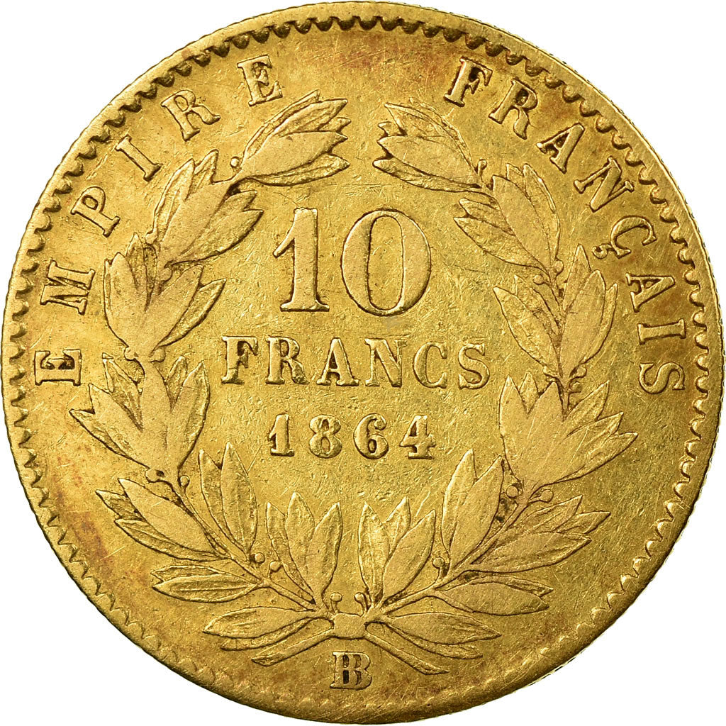 Coin, France, Napoleon III, Napoléon III, 10 Francs, 1864, Strasbourg