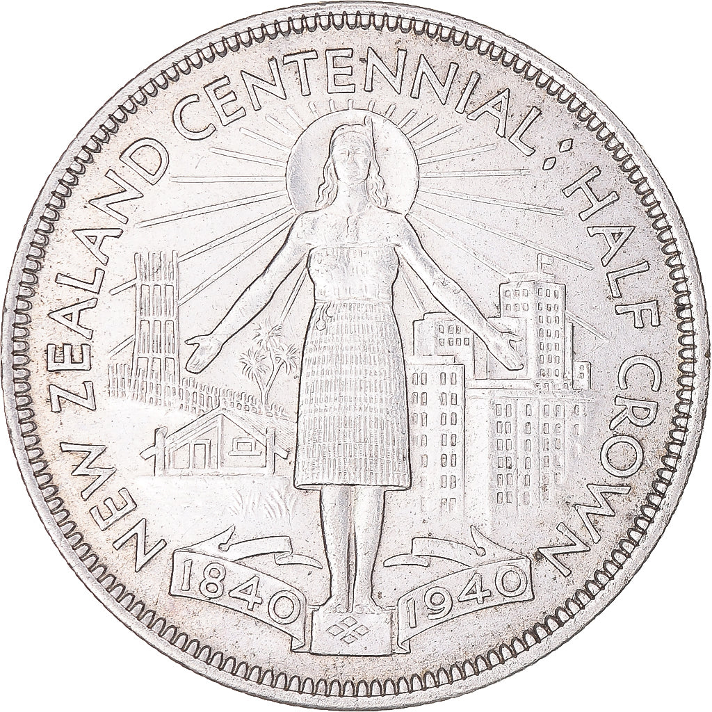 Münze, Neuseeland, George VI, Centennial, 1/2 Crown, 1940, British Royal Mint
