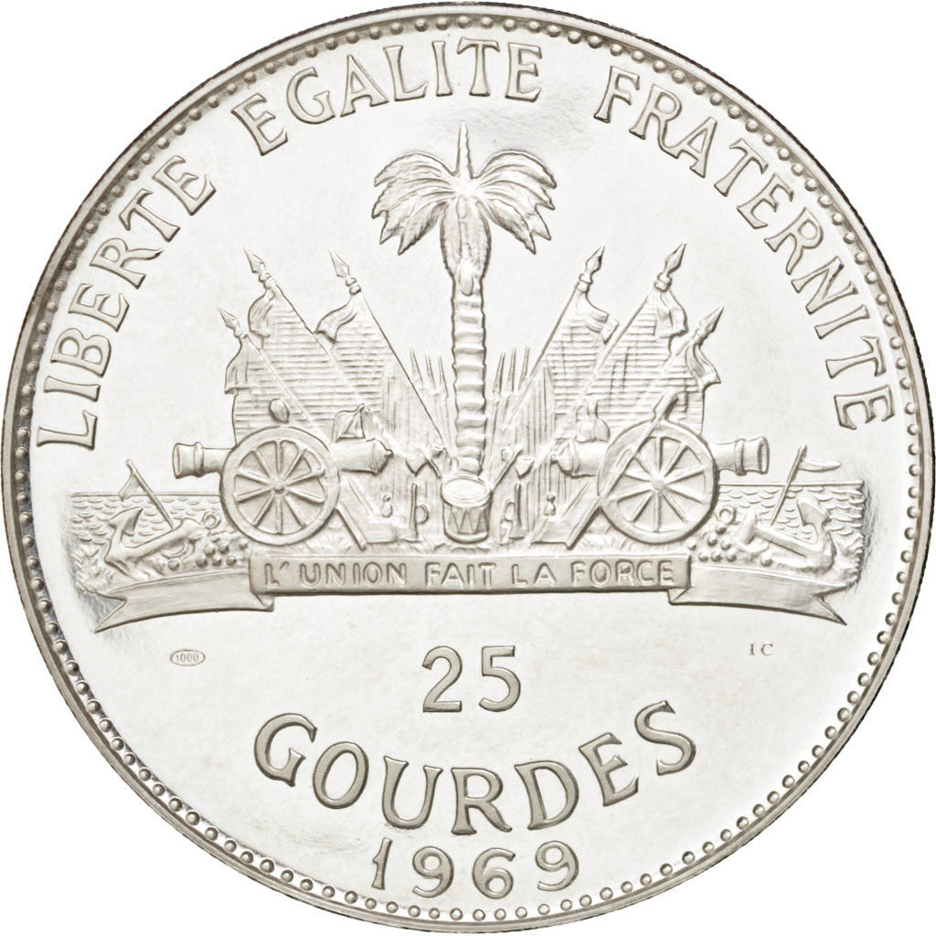 Monnaie, Haïti, 25 Gourdes, 1969, FDC, Argent, KM:67.1