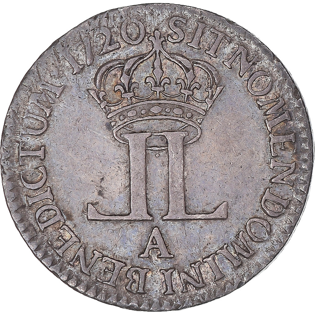 Moneta, Francja, Louis XV, Livre d'argent fin, 1720, Paris, AU(50-53), Srebro