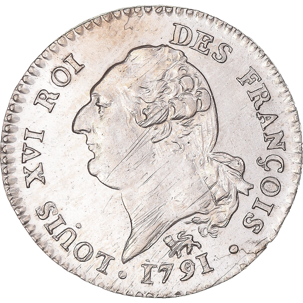 Coin, France, Louis XVI, 15 sols françois, 1791 / AN 3, Paris, AU(55-58)