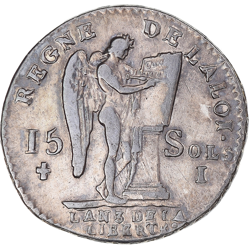 Coin, France, Louis XVI, 15 sols françois, 1791 / AN 3, Limoges, VF(30-35)