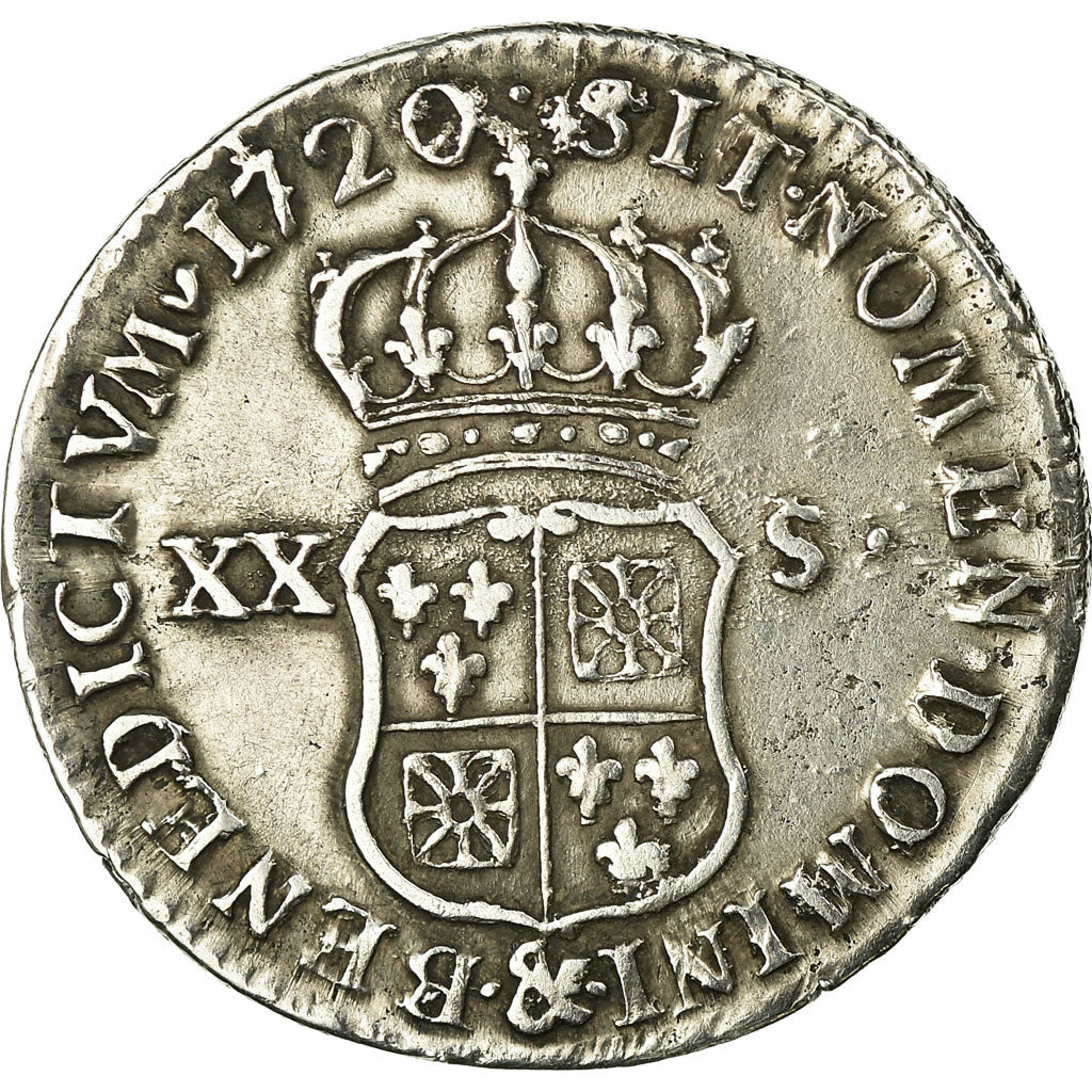 Coin, France, Louis XV, 1/6 Écu (XX – S) de France-Navarre, 20 Sols, 1/6 ECU