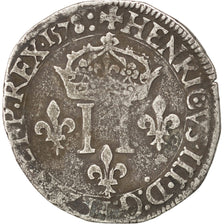 FRANCE, Double Sol Parisis, 1578, Lyons, VF(20-25), Silver, Sombart #4472, 4.20
